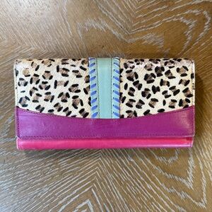 Folklore Couture Brooks Large Leather Wallet Cheetah Colorful